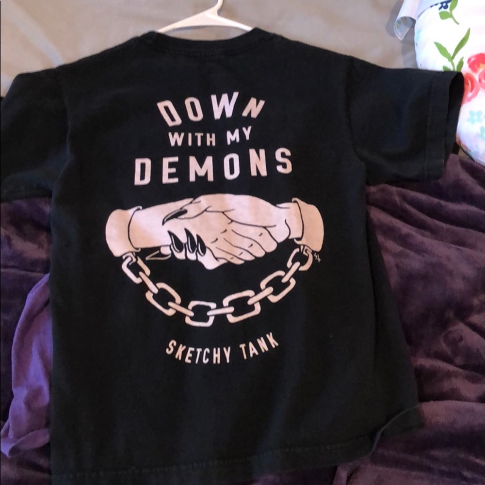 sketchy tank down with my demons t shirt